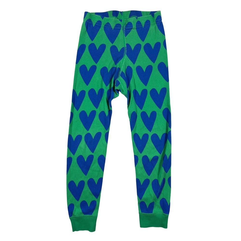 Hanna Andersson Kids Hearts Green Organic Cotton Pajama Pants Size 5 110cm EUC